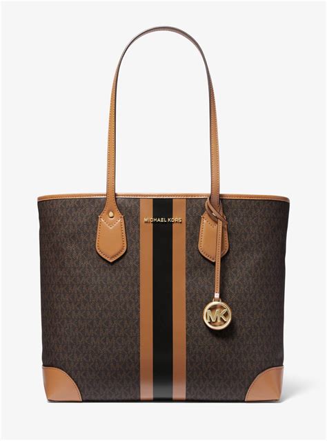 Michael Kors Met Center Stripe Tote MK Logo Handbag